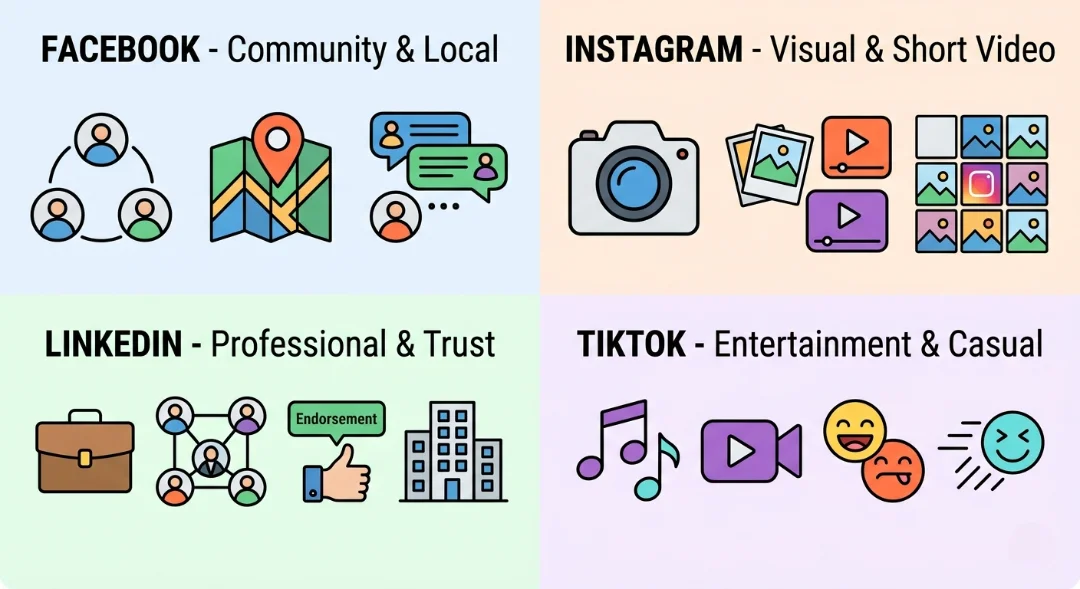 Smartphone showing a social media feed with likes, comments, and shares floating around it, illustrating how to grow your social media presence through engagement