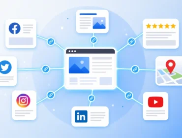 what is off page Seo What is off page SEO diagram showing a website connected to social media, reviews, and map listings