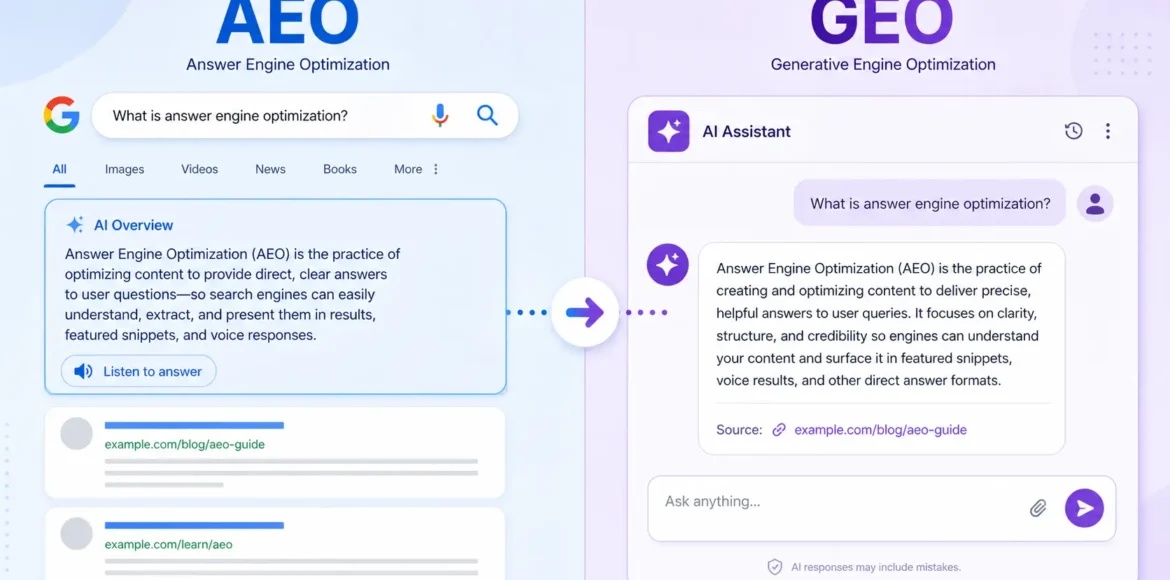 What Is AEO and GEO? Comparison of Answer Engine Optimization and Generative Engine Optimization