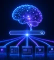 how ai overview will change seo AI brain connected to search bar and website icons illustrating how AI Overview will change SEO