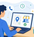 how to optimize gmb listing. How to optimize GMB listing: person setting up a business profile on a laptop