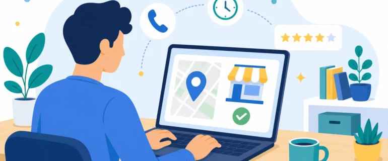 how to optimize gmb listing. How to optimize GMB listing: person setting up a business profile on a laptop