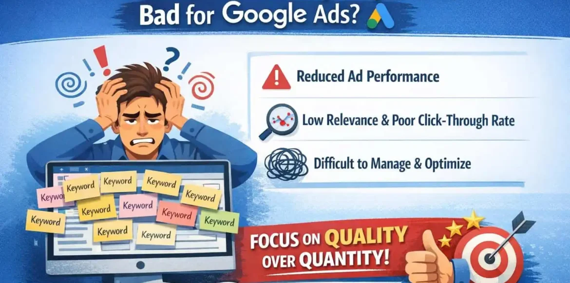 is adding too many keywords bad for google ads